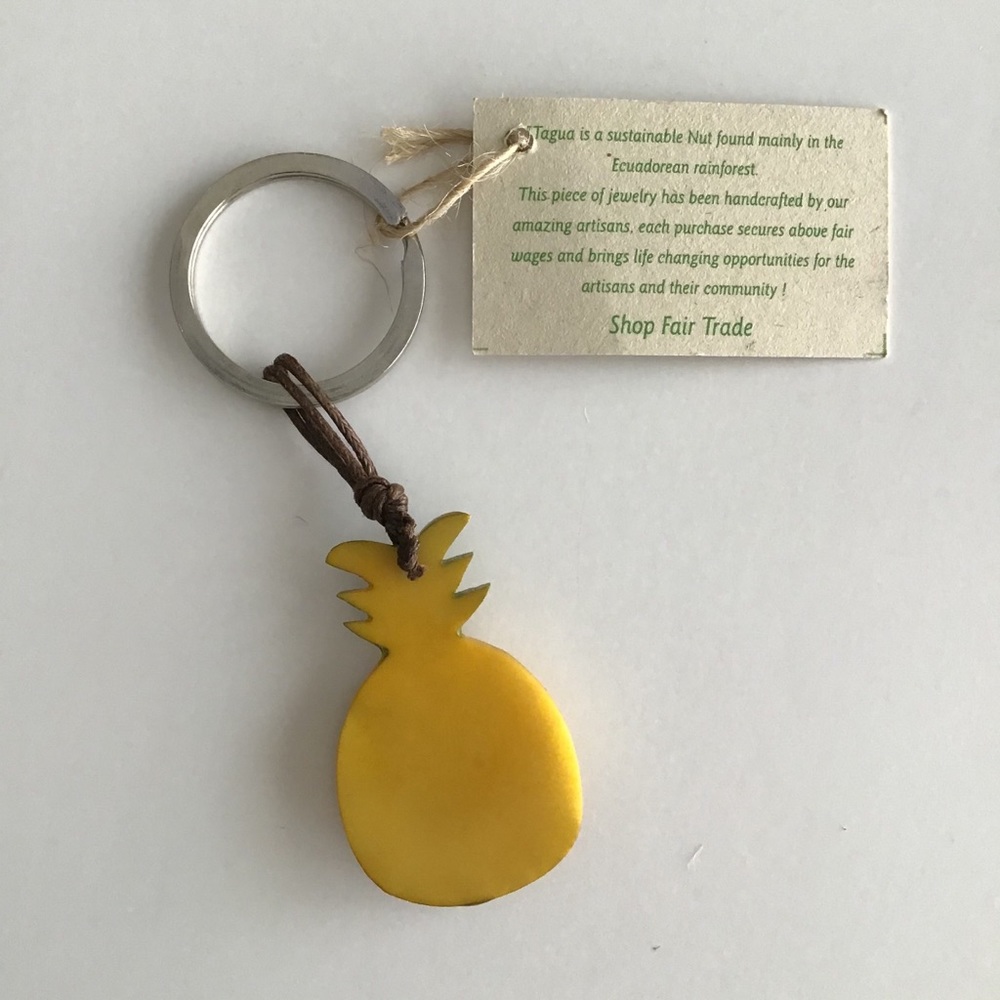 1 LEFT! NEW Pineapple Key Ring Chain Carved Tagua Nut Ecuador Hawaii Aloha HI - Picture 10 of 14